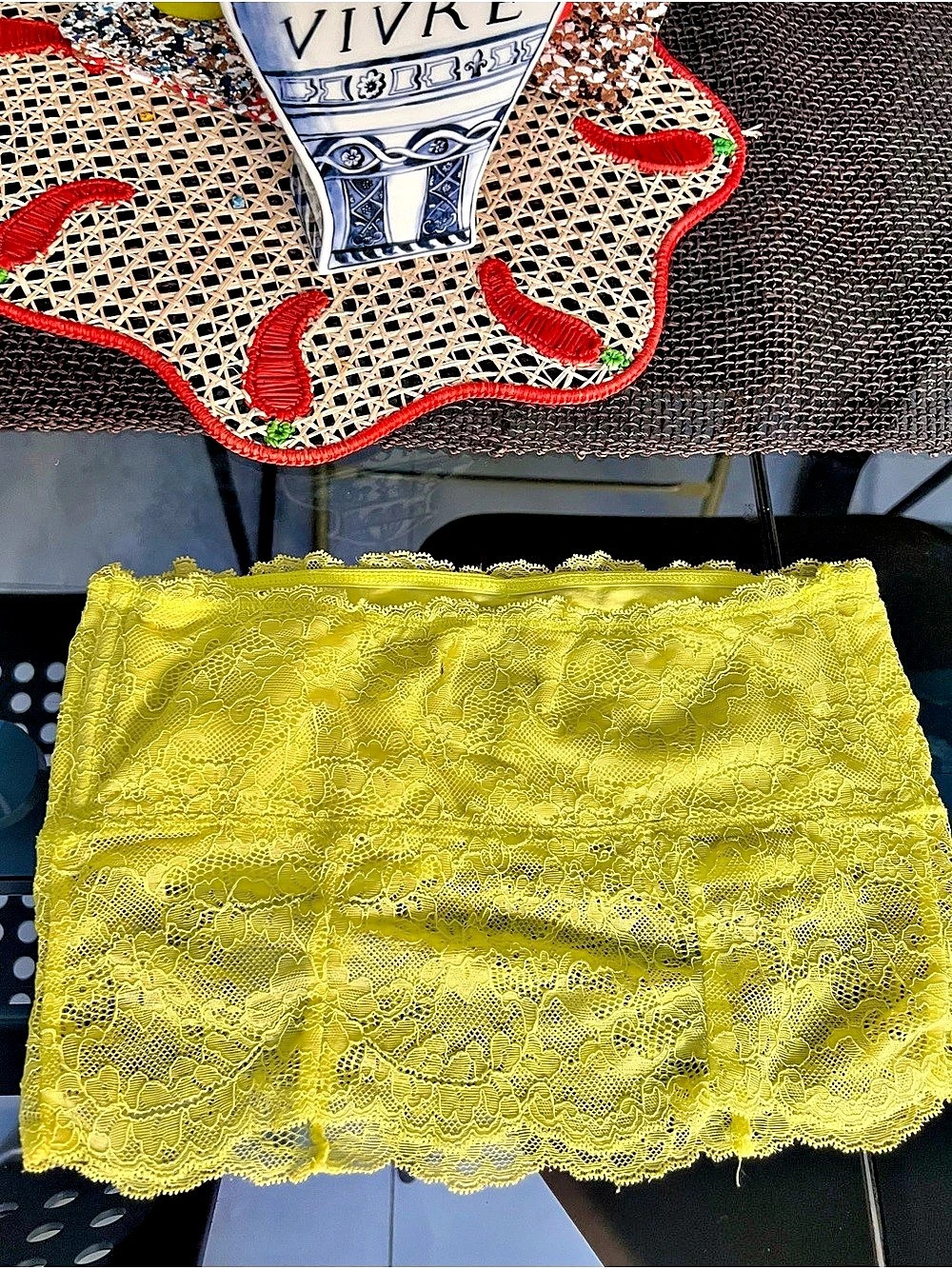 American Eagle neon Lace tube crop top bralette Sz S